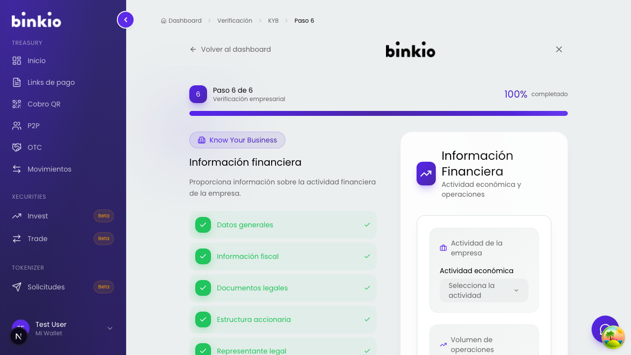 KYB paso 6 de 6 — información financiera de la empresa