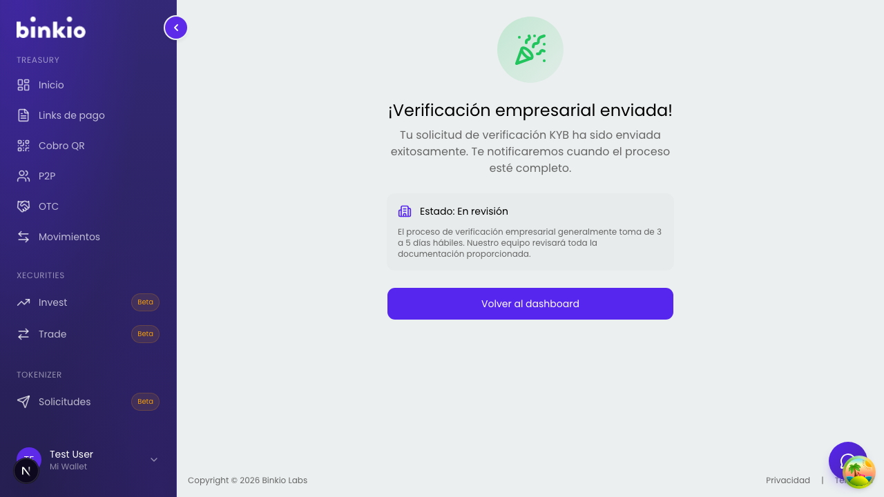 KYB completado — expediente enviado a revisión